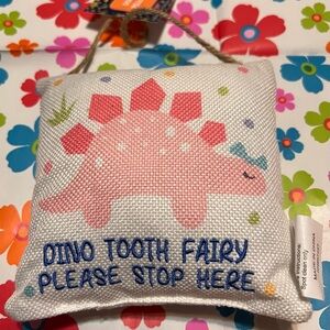 New Dino Themed Tooth Fairy Door Pillow with Pocket Kids Tooth Keepsake Pouch